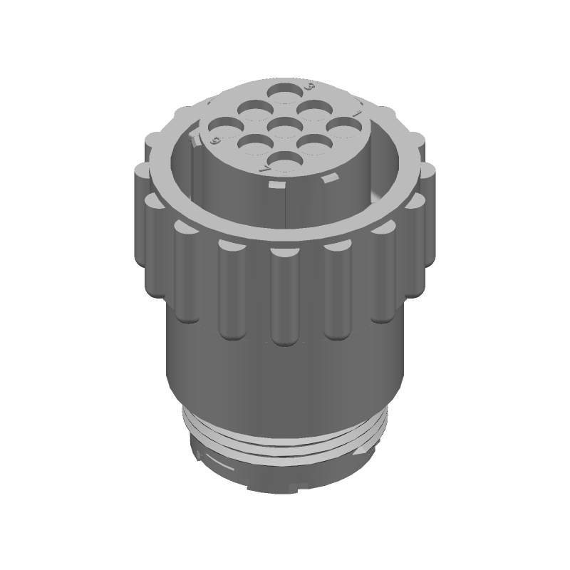 9-Pos Female Circular Connector, 600V, IP67, Straight, Nylon