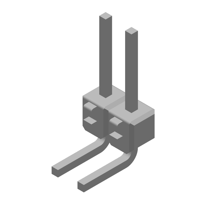 2 Pos 2.54mm RA Thru-Hole Header, Male Pin, 3A, Gold/Tin