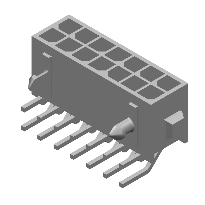 14 Pos Power Connector, 5A, 250V, RA, Thru-Hole, Gold Contact