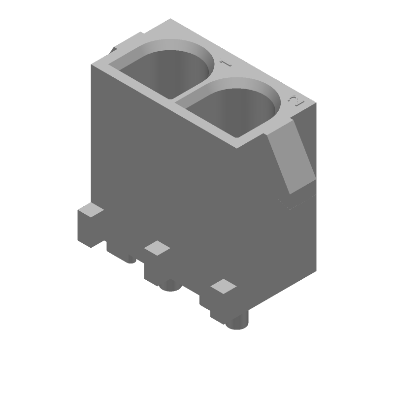 2 Pos Power Connector, 19A, 600V, Gold Socket, Thru-Hole