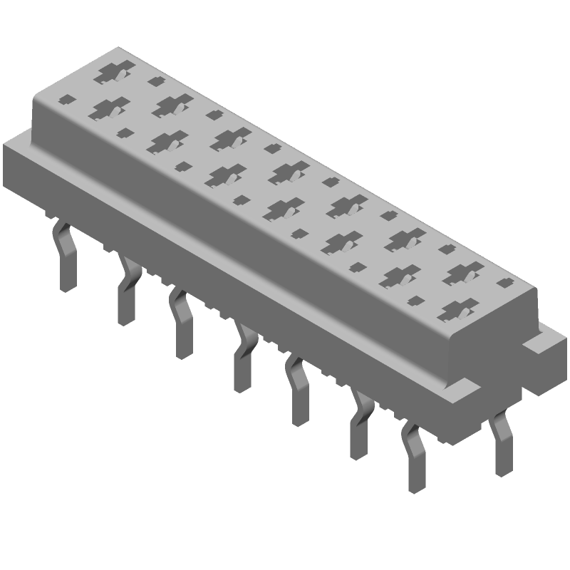 14 Pos Receptacle, 1.5A, 0.05" Pitch, Through Hole, Red