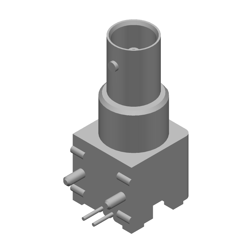 BNC RF Connector 75R RA Solder Thru-Hole Female Gold