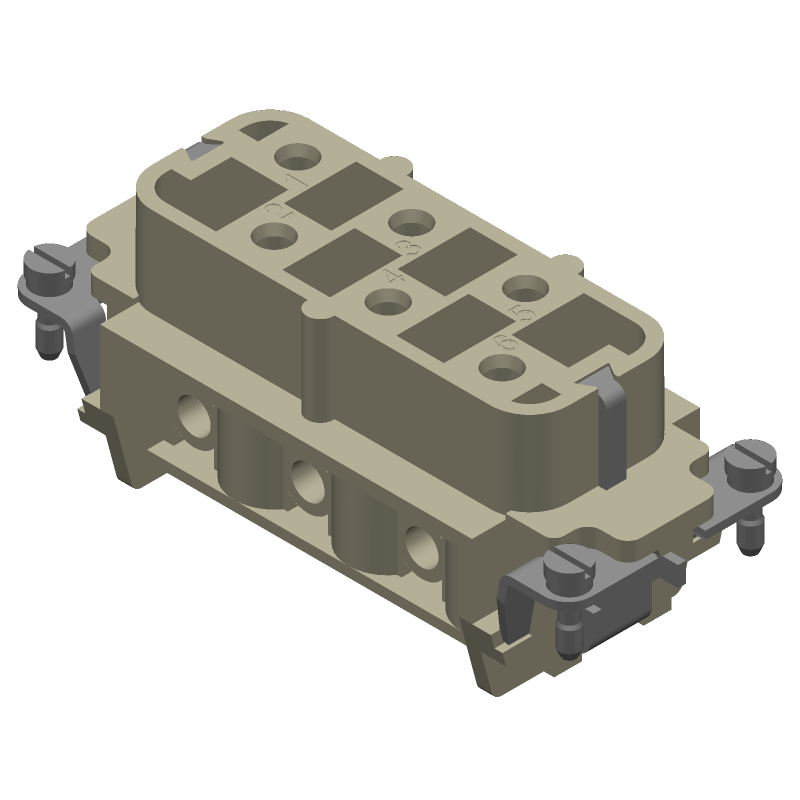 Rectangular Connector, 6 Pos, Female, 35A, 600V, IP65