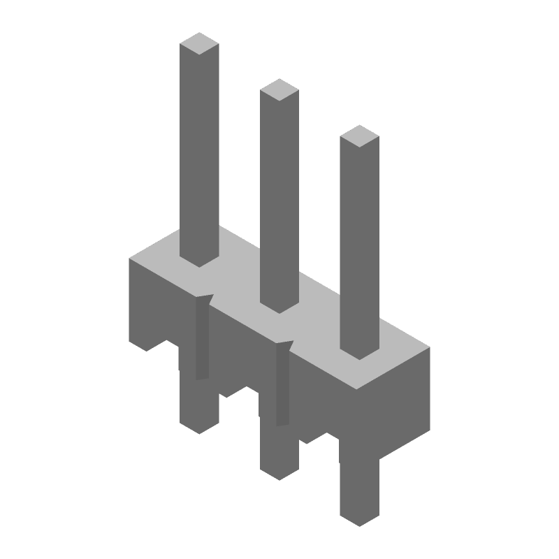 3A 750V Male Header, 2.54mm Pitch, Straight, Gold Contact