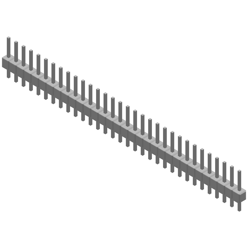 32 Pos 2.54mm Straight Unshrouded Header, 3A, Tin, PBT, UL94 V-0