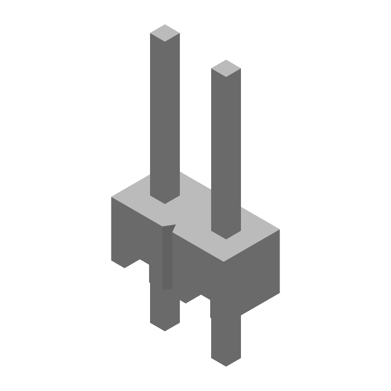 2 Pos 2.54mm Gold Male Header, Straight, 3A, TH