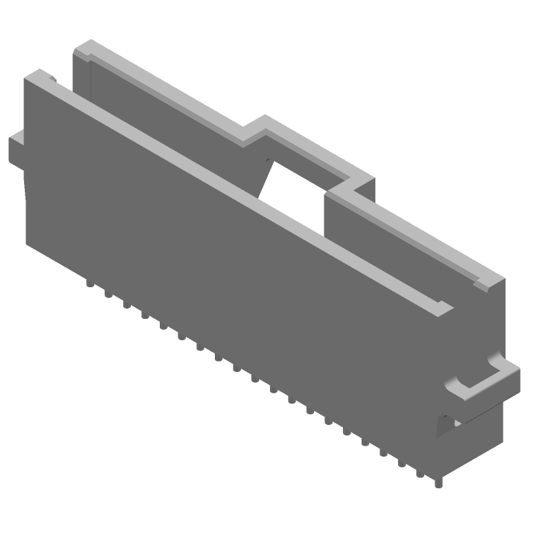 20 Pos 1 Row 0.05" Pitch Shrouded Header, 1A, Gold/Tin, Through Hole