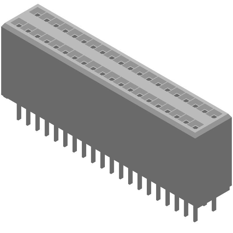 40 Pos 1.27mm Pitch Female Socket Header, 4A, Gold, Thru-Hole