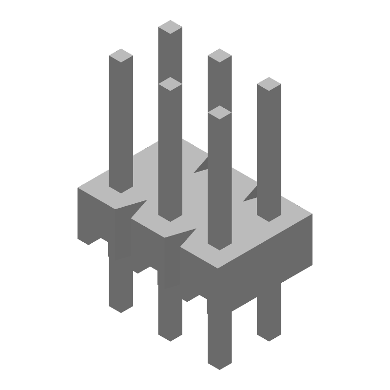 6 Pos 2.54mm Header, Male Pin, Straight, Thru-Hole, 3A, Gold