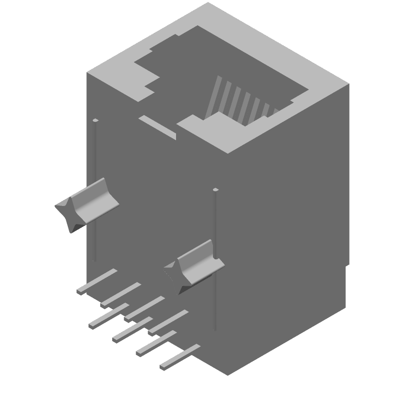 8 Pos, Female, Gold Plated, Right Angle Modular Connector