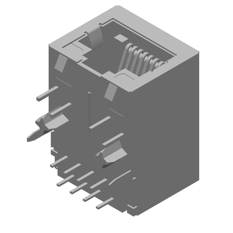8 Pos RJ45 Connector, Right Angle, Shielded, Gold Plated
