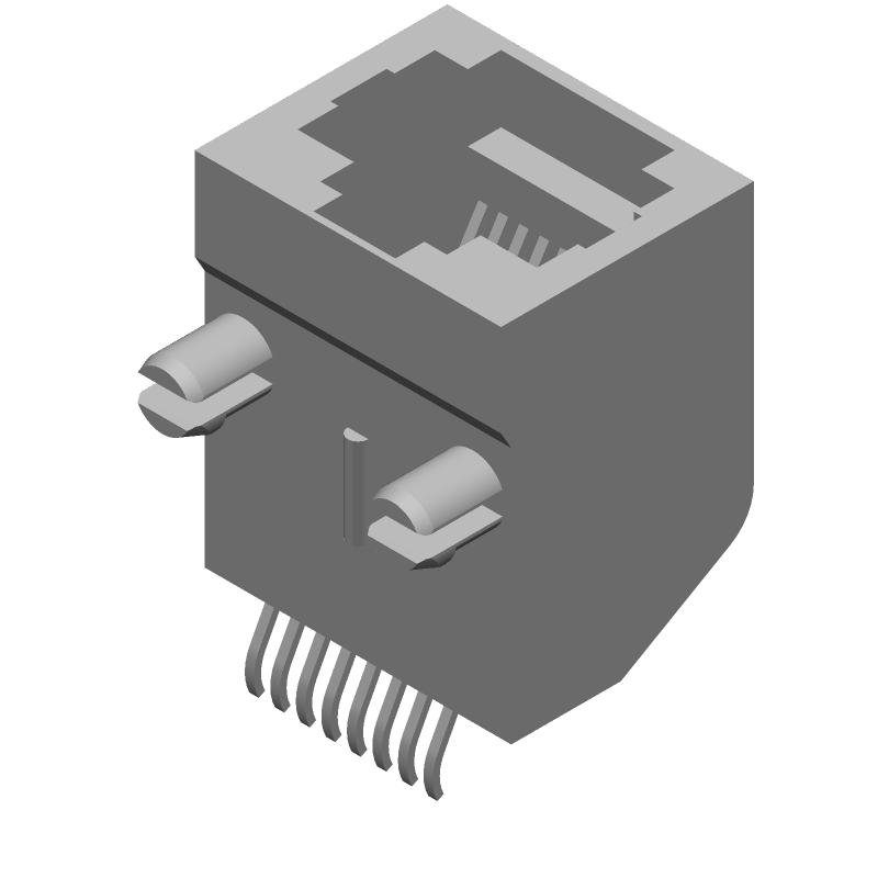 8 Pos, 1 Port, Female, Right Angle, SMT, Bronze/Gold Connector