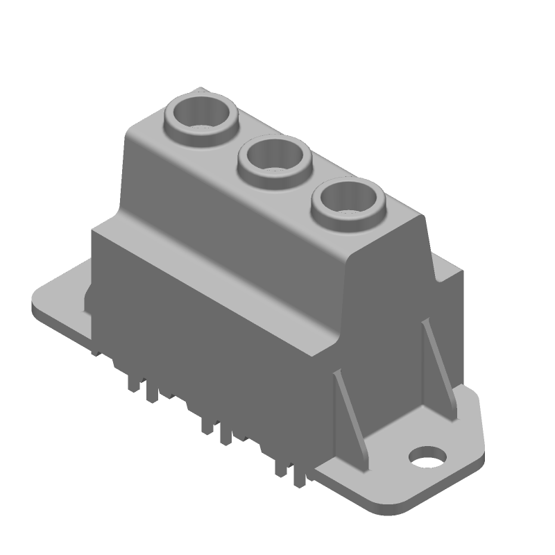 3 Pos Terminal Block, 130A, 600V, 15mm Pitch, Thru-Hole