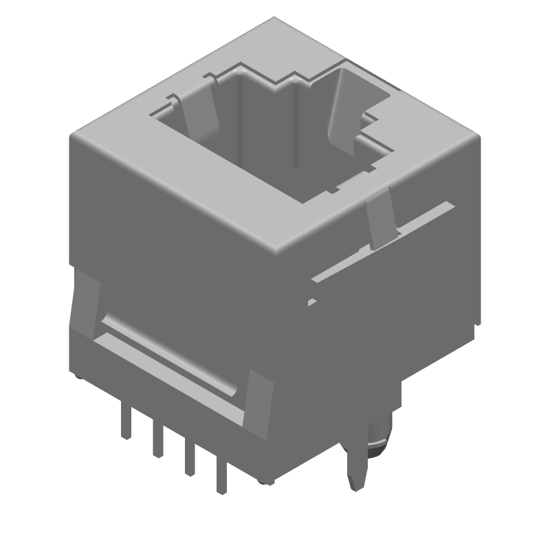 8P/8C Shielded Female Modular Connector, Signal, Gold Plated