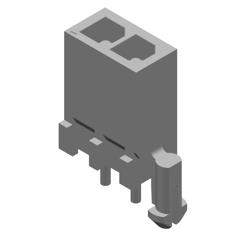 2 Pos Power Connector, 9.5A, 600V, Male, Solder, Thru-Hole