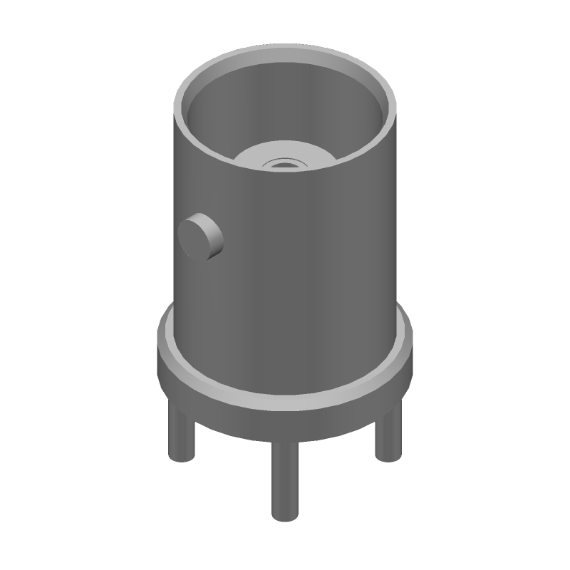 BNC Straight PCB Socket, 50 Ohm, Gold Contact, Nickel Body