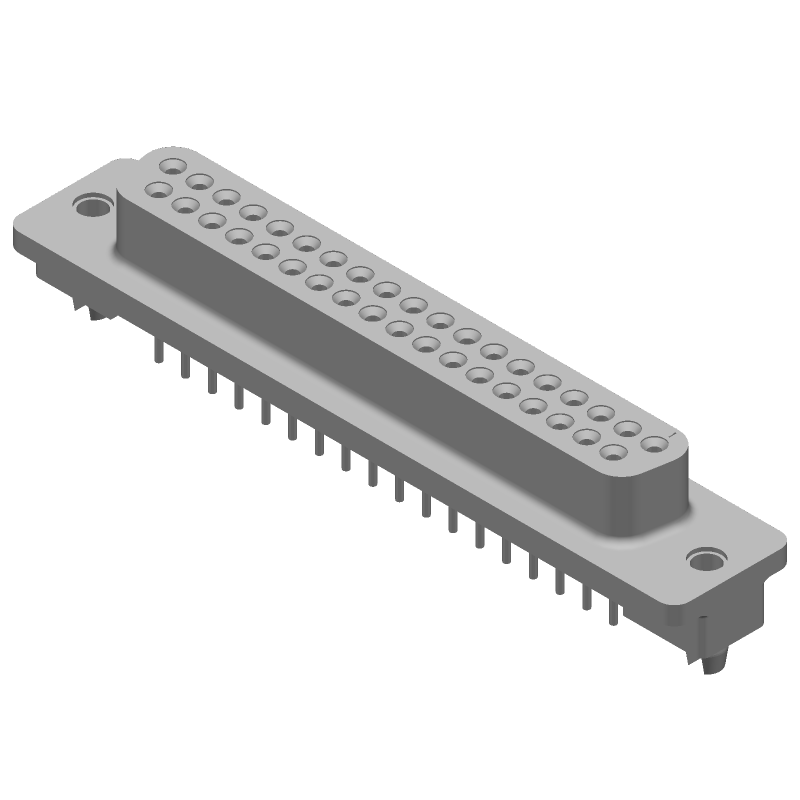 37 Pos D-Sub Connector, Female, Straight, Solder, Through Hole, 125V
