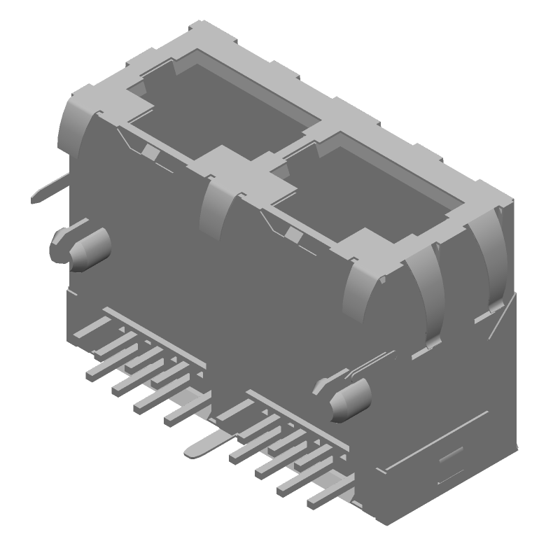 16 Pos, Right Angle Telecom/Datacom Connector, Through Hole, Gold/Tin