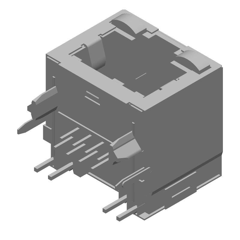 RJ45 Connector, 1x1, Shielded, 8 Pos, Right Angle, Gold Plated