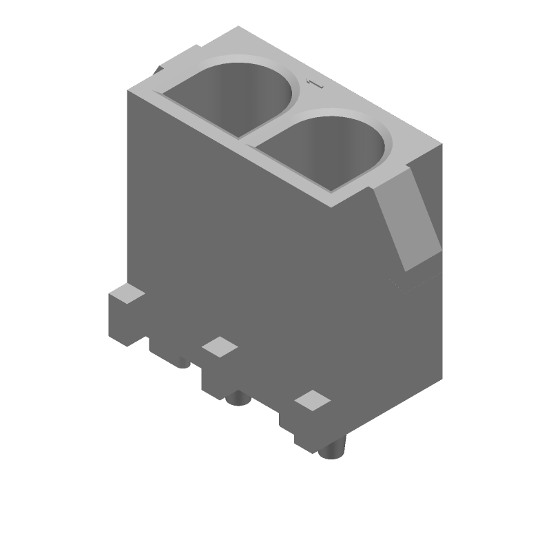 2 Pos Power Connector, Wire-to-Board, 12A, 600V, Gold, Female Socket