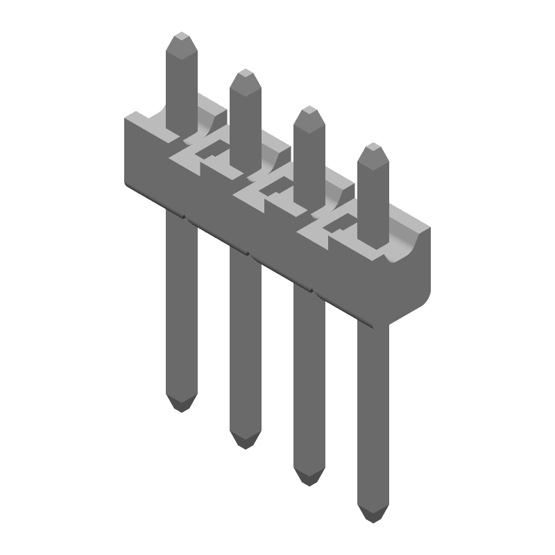 4 Pos 2.54mm Unshrouded Header, Male Pin, 5A, Tin, Thru-Hole