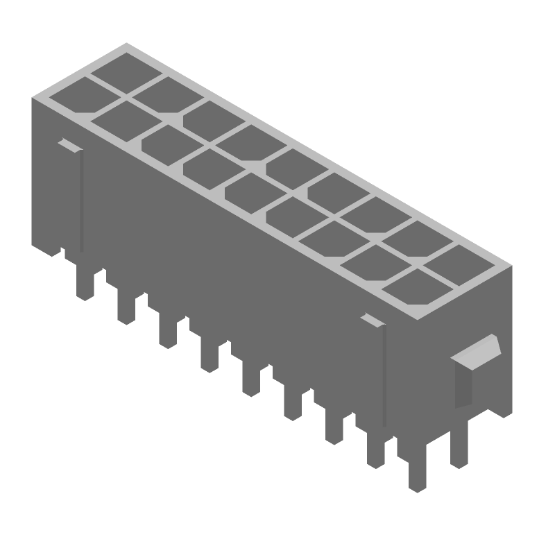 18 Pos Power Connector, 5A, 250V, Straight, Solder, Thru-Hole