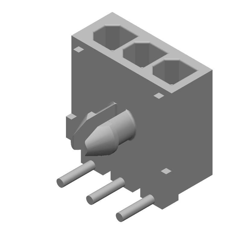 3 Pos Power Connector, 9.5A, 600V, RA Solder Thru-Hole