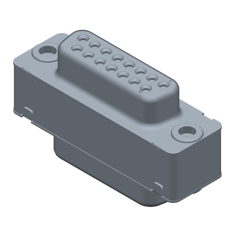 15 Pos Female Rectangular Connector, Gold Plated Copper, Straight