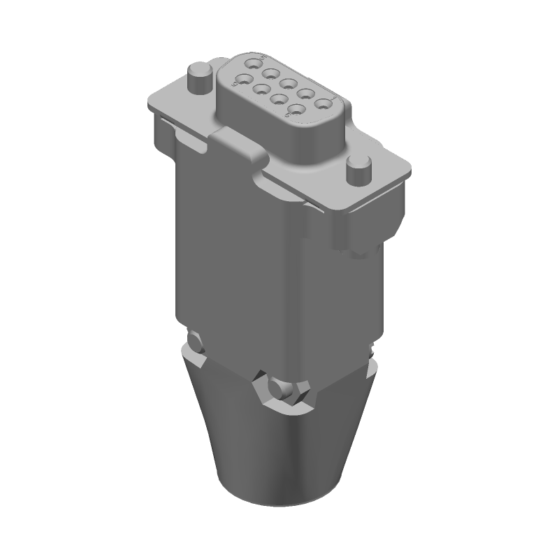 9 Pos Female D-Sub Connector, HDP-20, Shielded, Crimp, 250V