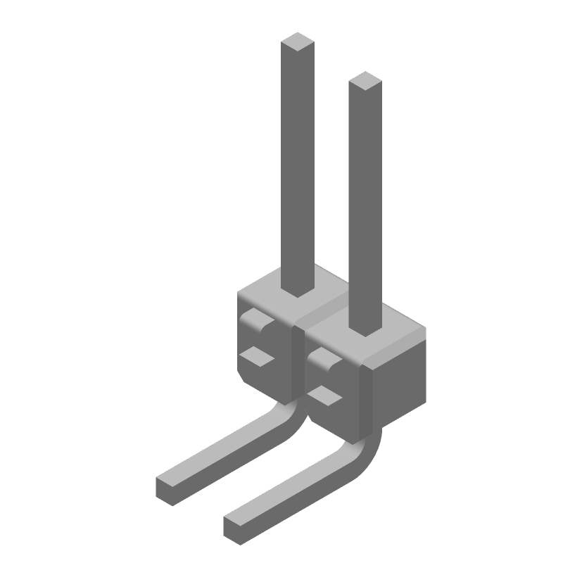 2 Pos 2.54mm RA Thru-Hole Unshrouded Header, 5A, Tin