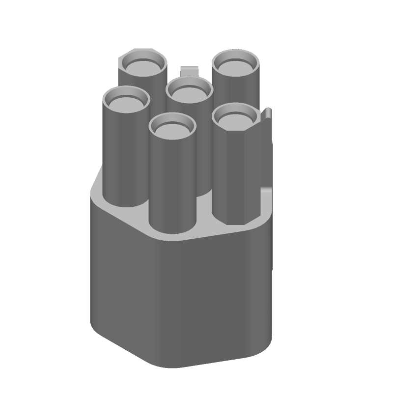 6 Pos Crimp Plug Housing, 20A, 600V, Straight, Nylon