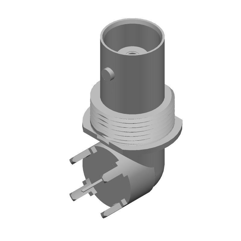 RF Coax Connector, BNC, 4GHz, 50 Ohm, Female, Solder, RA, Thru-Hole