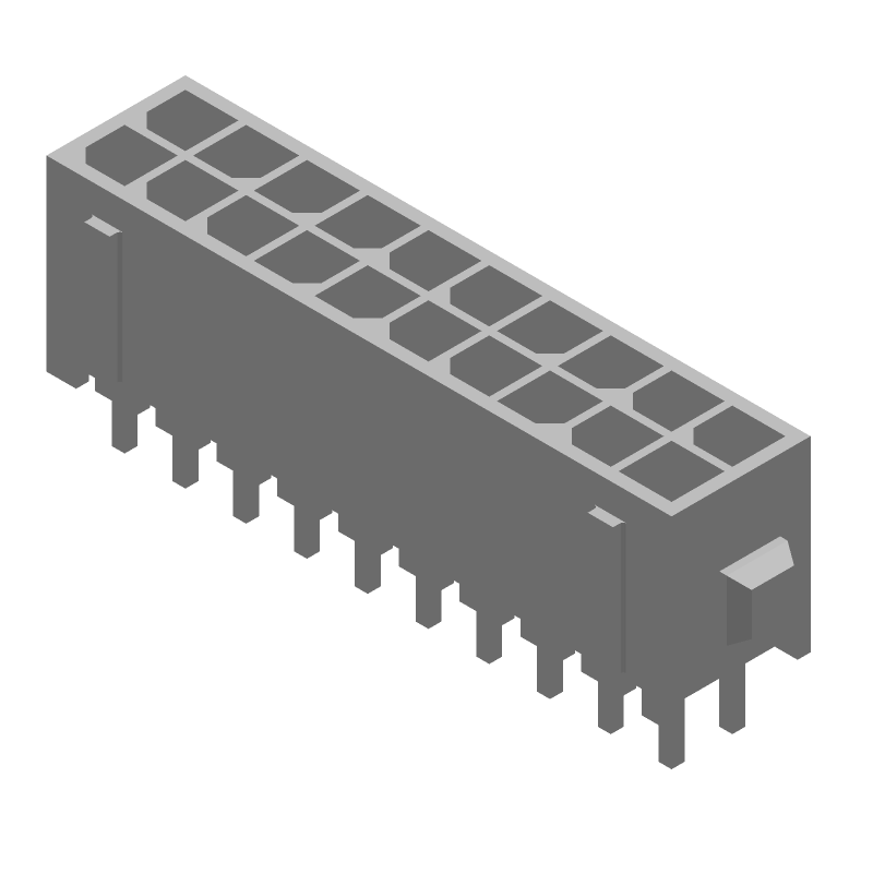 20 Pos Power Connector, Wire-to-Board, 5A, Gold, Straight Header
