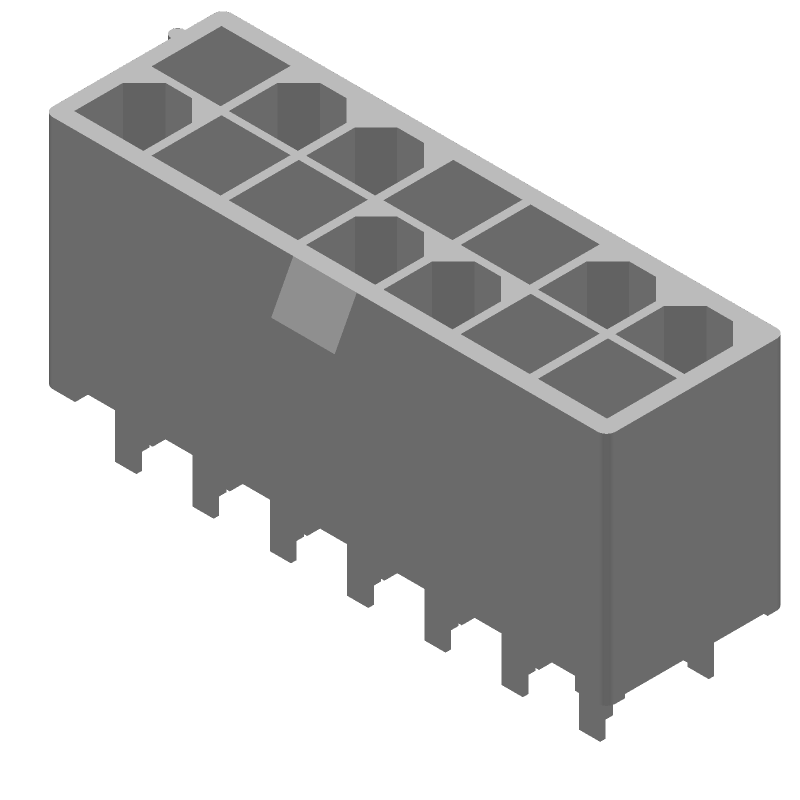 14 Pos 2 Row 4.2mm Pitch Male Pin Header, 9A, 600V, Through Hole