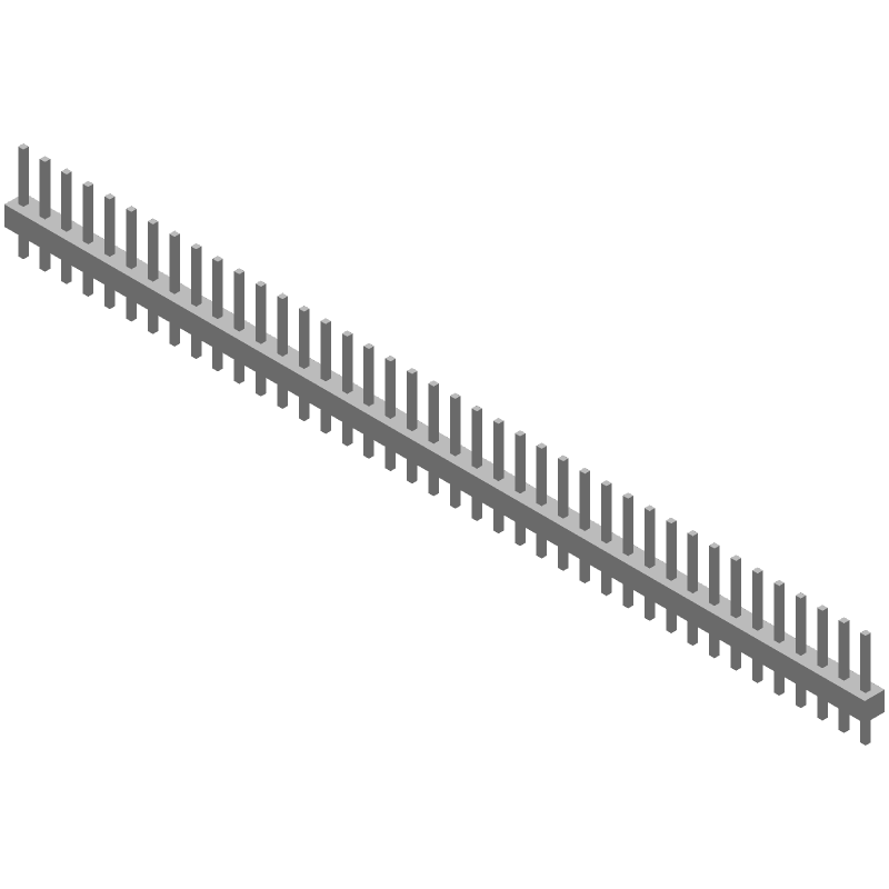 40 Pos 2.54mm Male Header, Straight, Gold, 3A, Thru-Hole