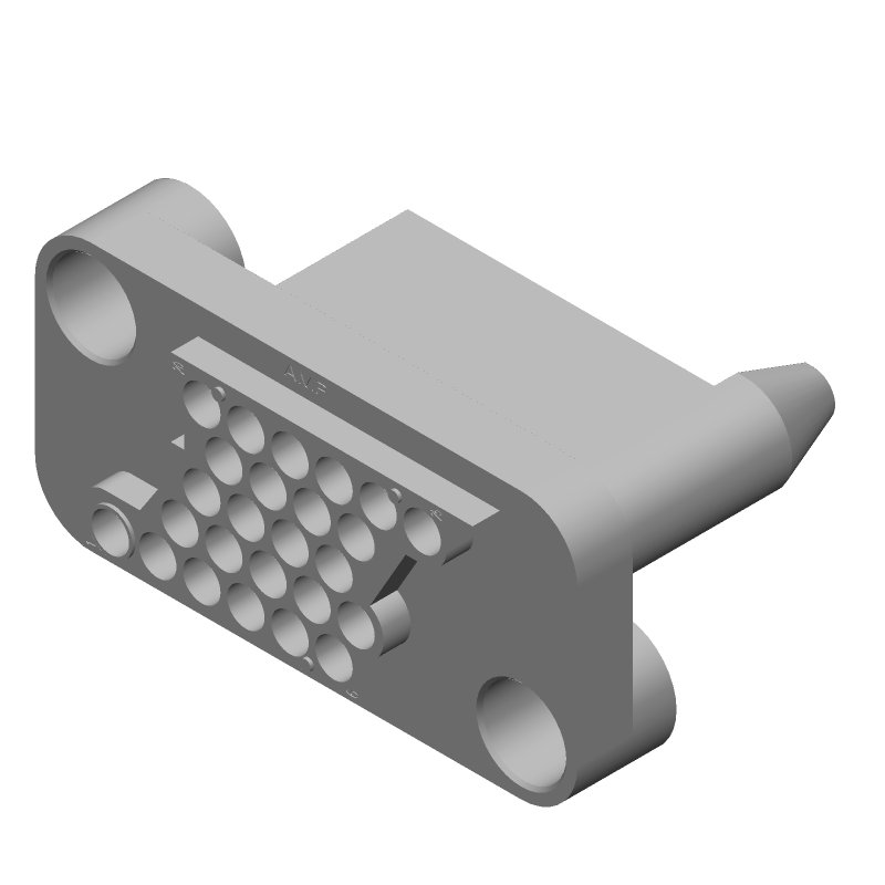 25 Pos Rectangular Connector, 14A, 600V, Straight, Panel Mount, Black