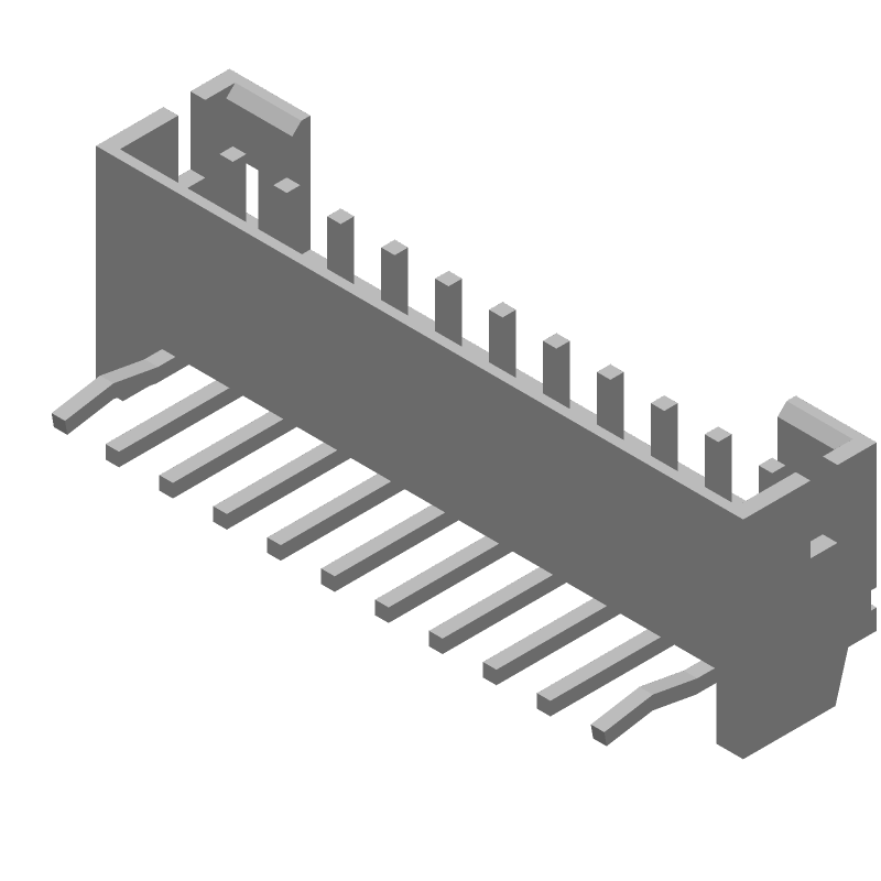 11 Pos 2mm RA Header, 3A, Tin, Thru-Hole