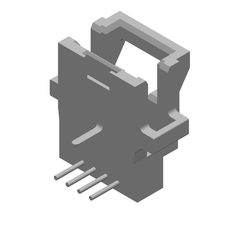 4 Pos 1.27mm RA Shrouded Header, Gold, 1A, 30V, Thru-Hole