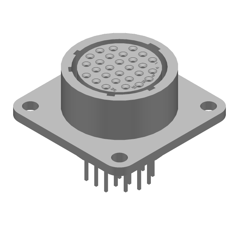 28 Pos Circular Connector, 7.5A, 250V, Gold, Black, Panel Mount