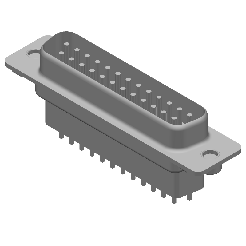 25 Pos D-Sub Connector, Signal, Shielded, Gold/Tin, 125V