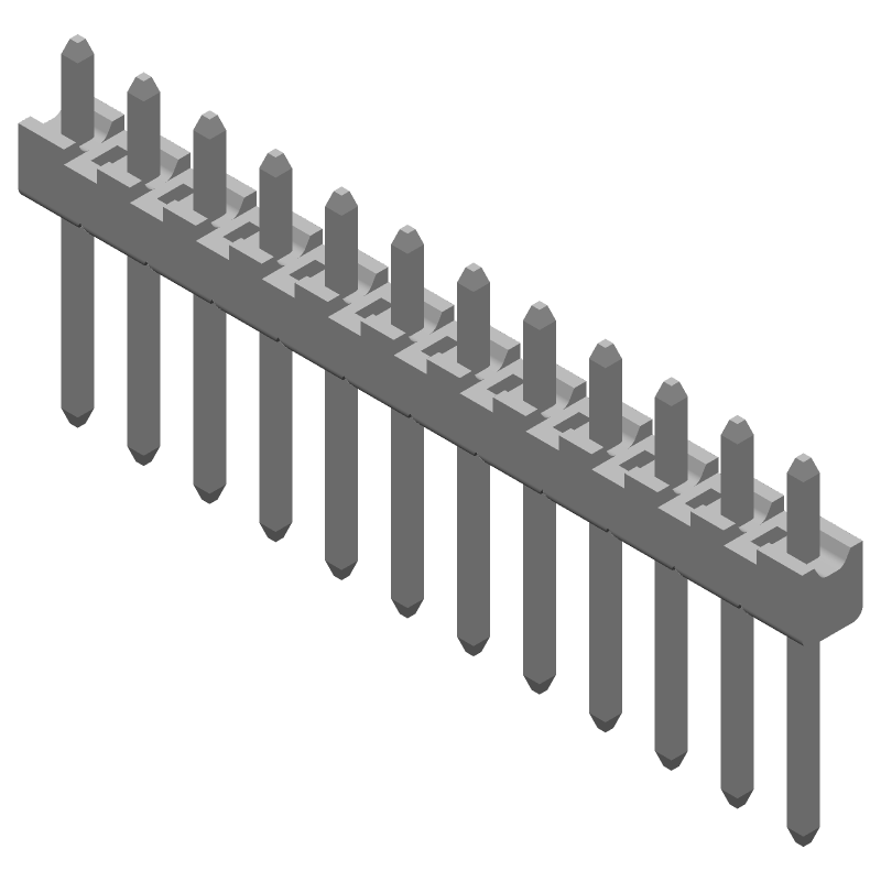 12 Pos 2.54mm Unshrouded Header, Male, 5A, 250V, TH