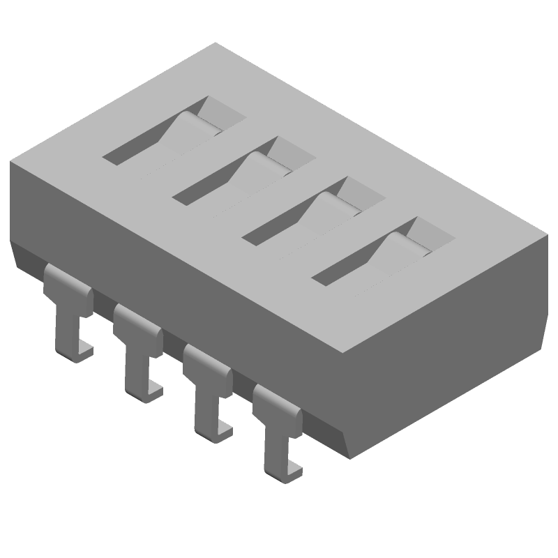 DIP Switch, SPST, 4 Pos, 100mA, 24VDC, Slide, J-Bend, SMD