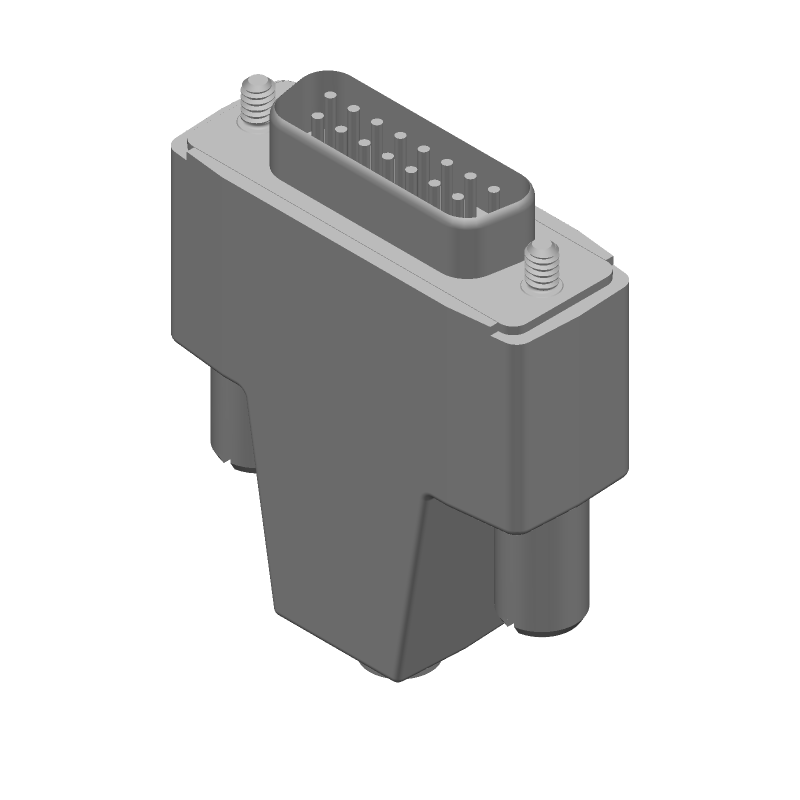 15 Pos Male D-Sub Connector, HDE, Shielded, IDC, Gold/Tin