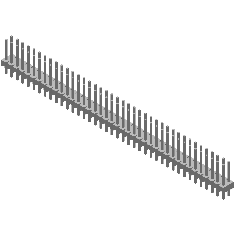 80 Pos 2.54mm Straight Header, Male, Gold, 3A, Thru-Hole