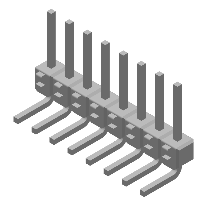 8 Pos 2.54mm RA Thru-Hole Unshrouded Header, 3A
