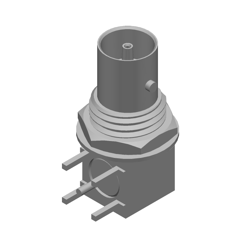 Mini-BNC RF Connector, 2GHz, 75R, Solder, RA, Thru-Hole, Gold