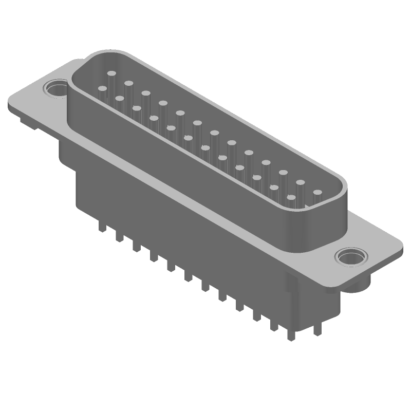 25 Pos D-Sub Connector, Male, Signal, Straight, Through Hole, Gold/Tin/Lead