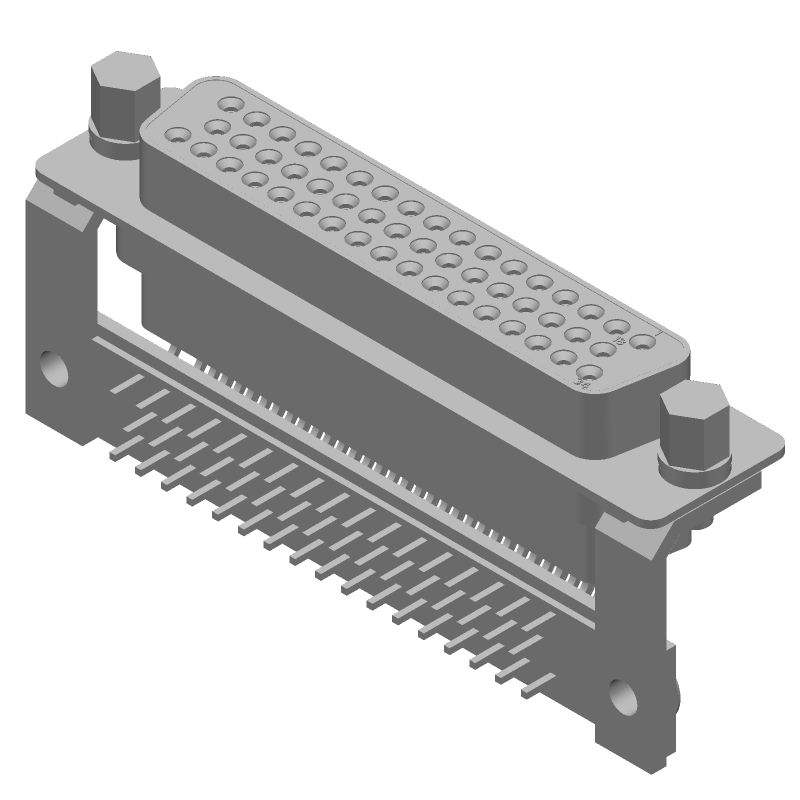 50 Pos Female D-Sub Connector, Right Angle, Gold/Tin Plated