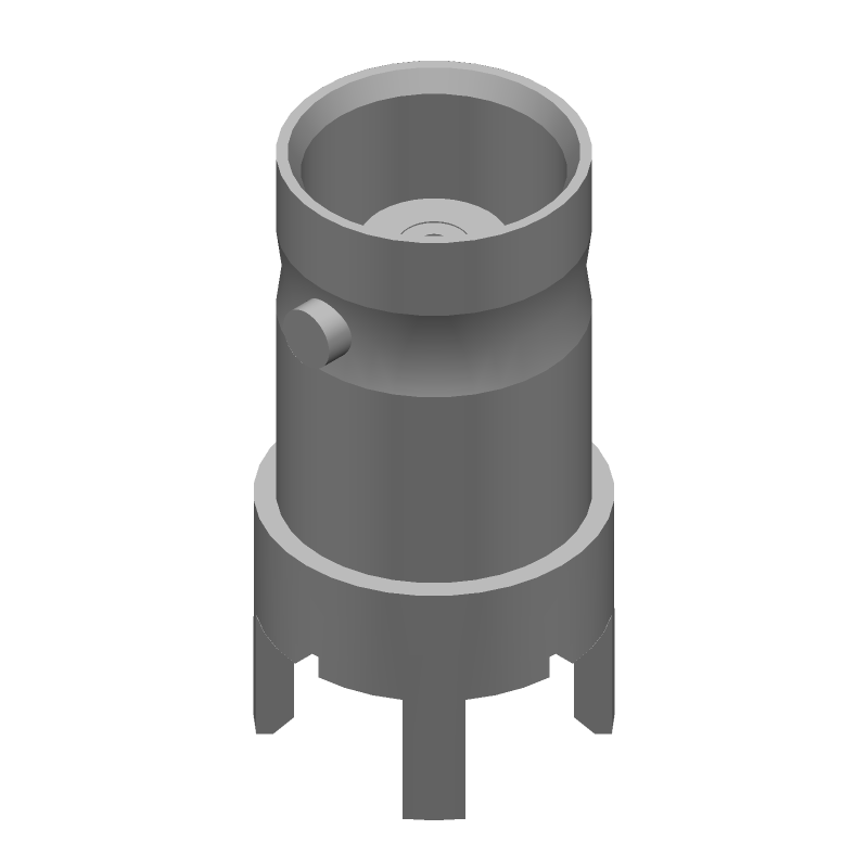 Female BNC RF Connector, 50 Ohm, 4GHz, Vertical PCB Mount, Solder