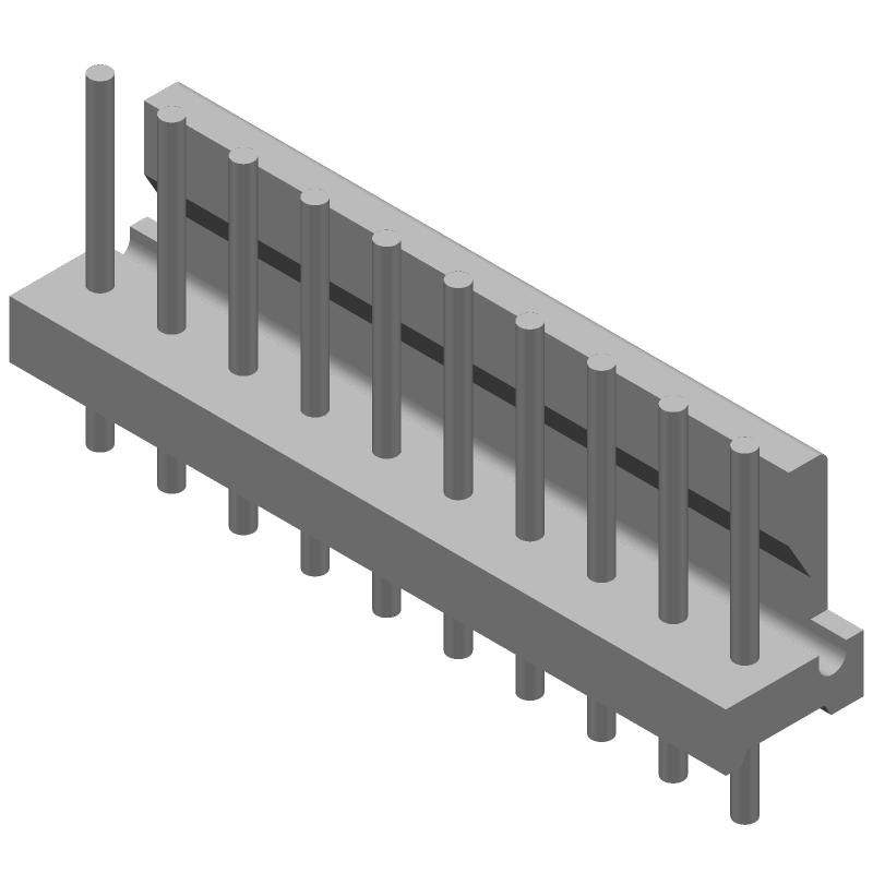 Wire to Board Header, 10 Pos, 7A, 600V, Tin, Thru-Hole